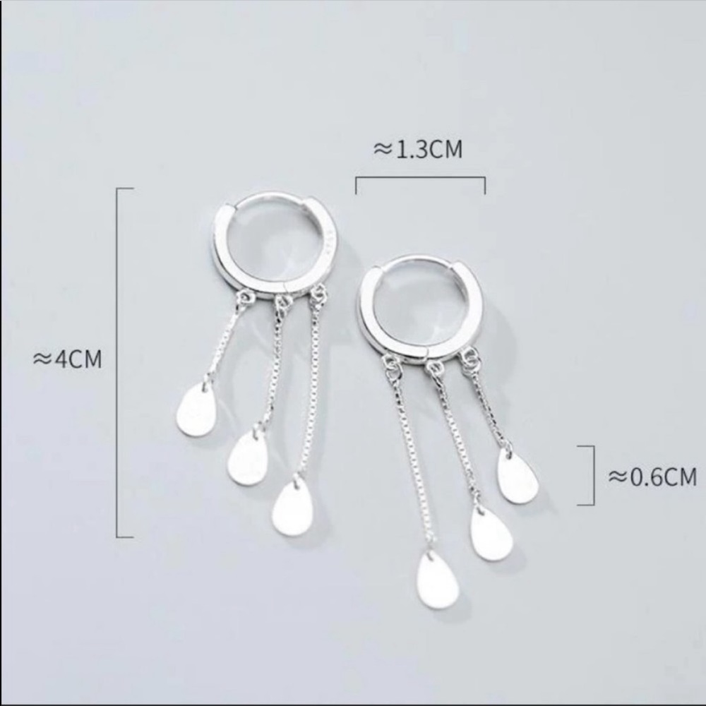NEW 925 STERLING SILVER TASSEL HOOP EARRINGS, WONDERFUL EARRINGS, WOW EARRINGS - Picture 5 of 6